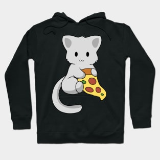 Grey Cat with Pizza Hoodie